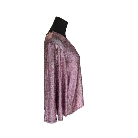 CARMELA PINK METALLIC GLITTER TOP BLOUSE - Picture 4 of 7
